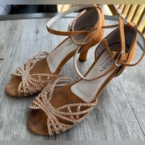 Anna Kern Professional Latin Dance Shoes - Nude Satin Size 6 US/ UK 3.5